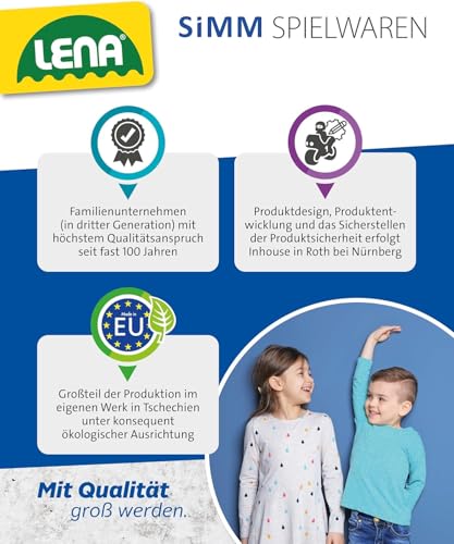 Lena 02031 - Riesen Muldenkipper Mercedes Benz Actros, Kipplaster ca. 63 cm, großer Kipper mit 3 Achsen & verriegelbarer Kippmulde, Baustellen Spielfahrzeug für Kinder ab 3 Jahre, Rot, Gelb, Schwarz