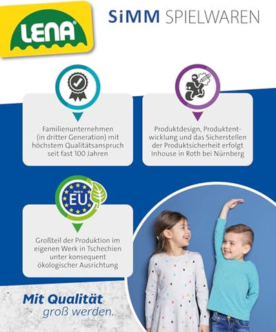 Lena 02031 - Riesen Muldenkipper Mercedes Benz Actros, Kipplaster ca. 63 cm, großer Kipper mit 3 Achsen & verriegelbarer Kippmulde, Baustellen Spielfahrzeug für Kinder ab 3 Jahre, Rot, Gelb, Schwarz