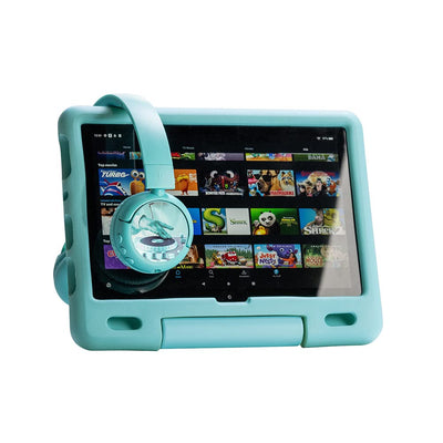 Brandneu und „Made for Amazon“: Bluetooth-Kinderkopfhörer BuddyPhones PopTime Pro mit Lautstärkebegrenzung und Bügelmikrofon (Alter: 3-12 Jahre), Blaugrün