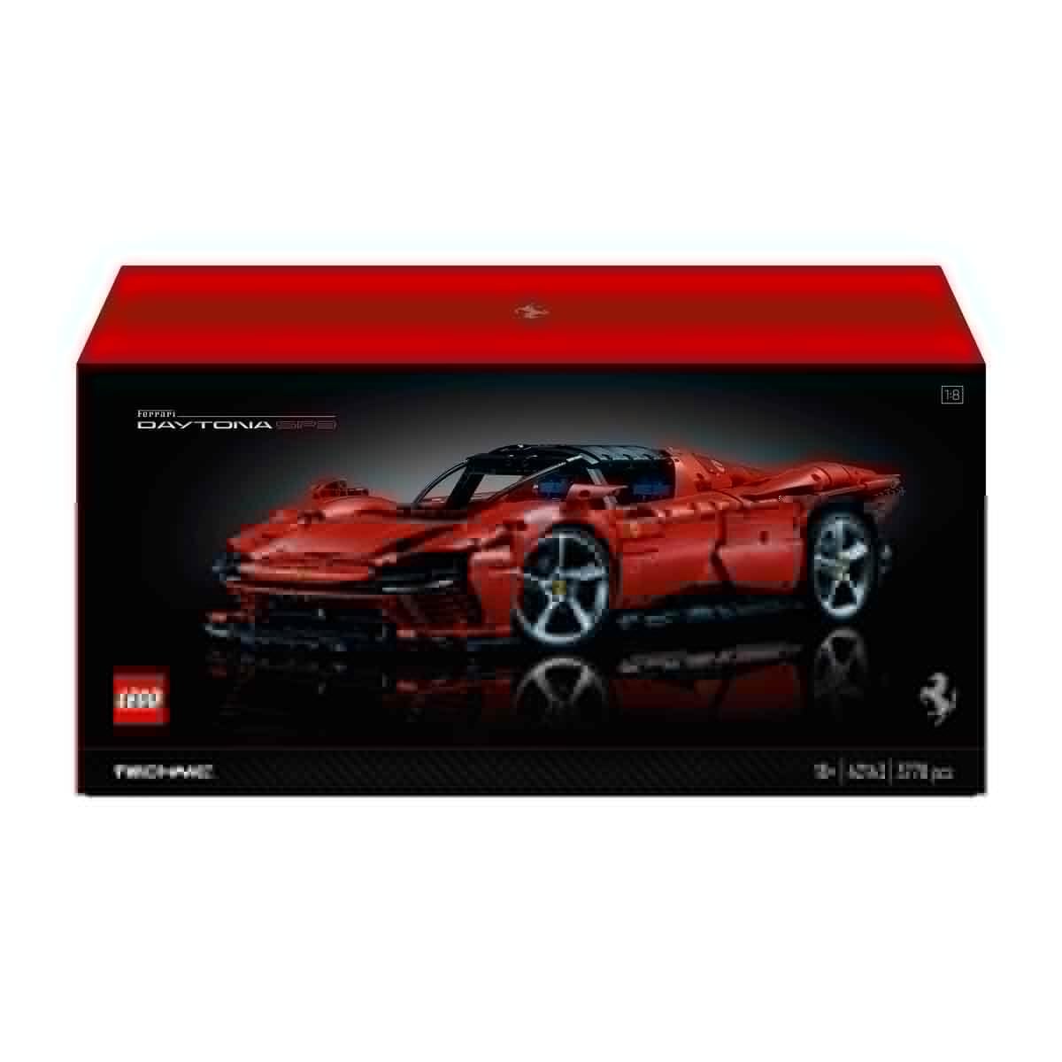 LEGO Technic Ferrari Daytona SP3 Modellauto-Bausatz im Maßstab 1:8, roter Super-Sportwagen, erweitertes Auto-Modell Sammlerstück, Ultimate Car Concept 42143