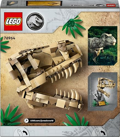 LEGO Jurassic World Dinosaurier-Fossilien: T.-rex-Kopf, Dinosaurier-Spielzeug zum Bauen, Dino-Deko fürs Kinderzimmer, T-Rex-Schädel-Skelett mit Fußabdruck, Geschenk für Jungs und Mädchen 76964