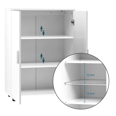 EUGAD Badezimmerschrank,schmaler Badschrank,Beistellschrank, Kommodemit 3 Ablagen, Schranktür, verstellbare Ablage, für Wohnzimmer, Küche, Flur, Freistehend Weiß