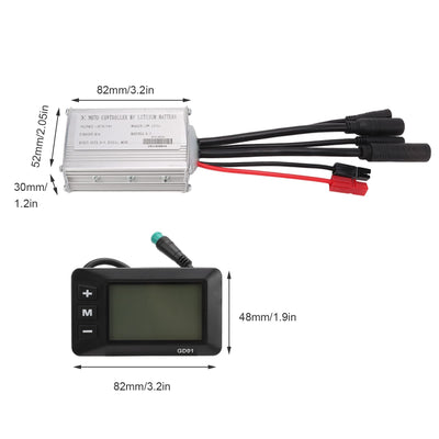SPYMINNPOO Ebike Motor Controller, 250W 350W DC 36V 48V Elektrofahrrad Wasserdichter ESC mit GD01 Display 1 Bis 2 Kabel Komplettset