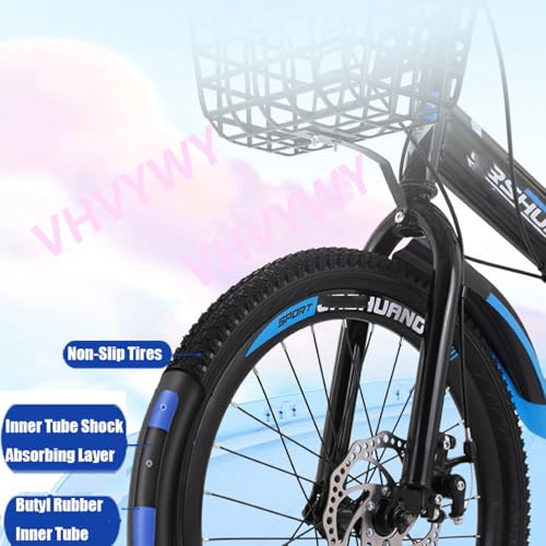Wmmner Mountain Bikes Citybike aus Karbonstahl, 45,7 cm / 50,8 cm / 55,9 cm / 22 / 24 Zoll, Klapprad, Gangschaltung, mit Doppelscheibenbremse für Erwachsene, Kinder, Jugendliche, Schwarz und Rot