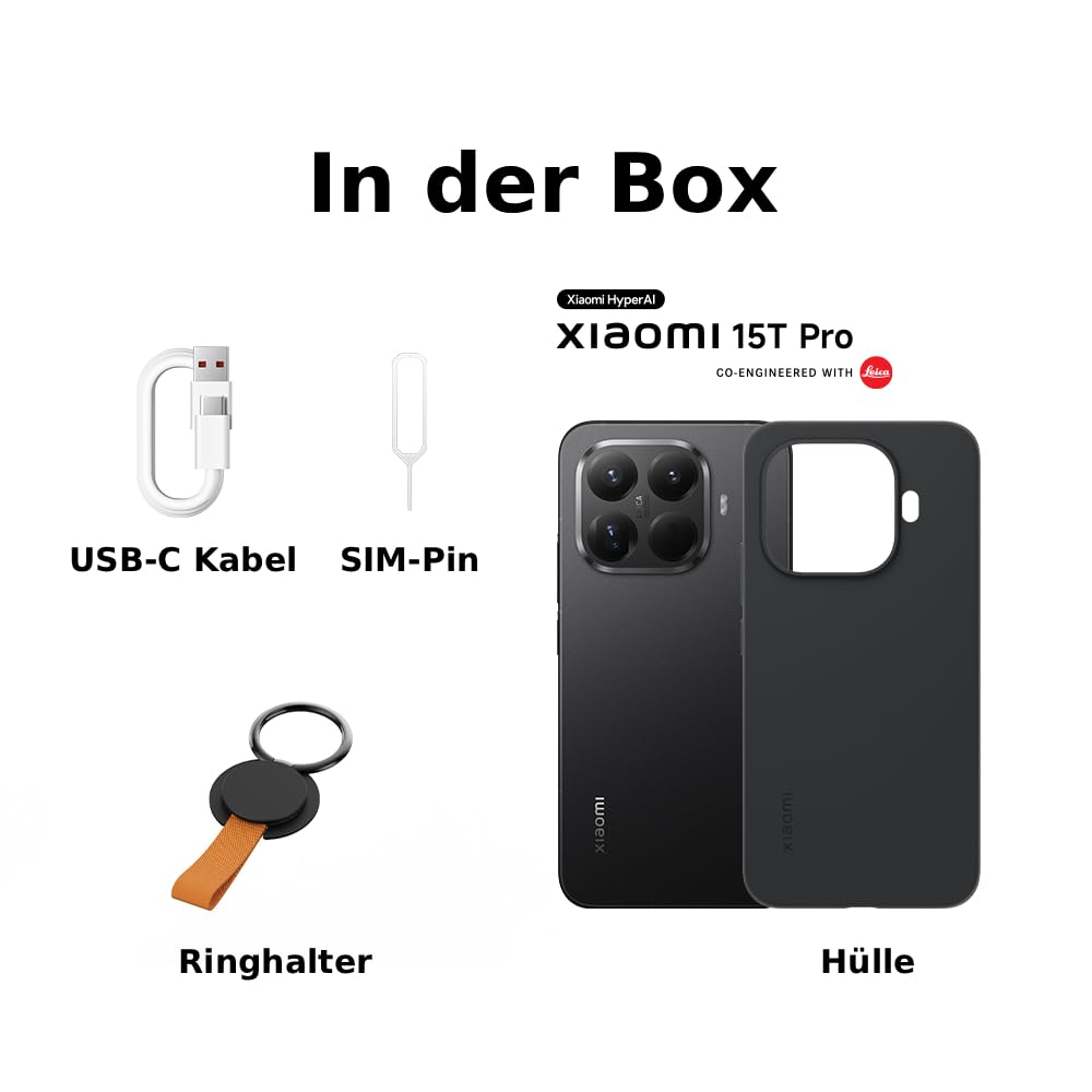 XIAOMI 15T Pro, Smartphone 12+512GB, 6,83" 144Hz augenschonendes Display, MediaTek Dimensity 9400+, 50MP Leica 5X Pro Teleobjektiv, 5500mAh, Titan, 2 Jahre Garentie