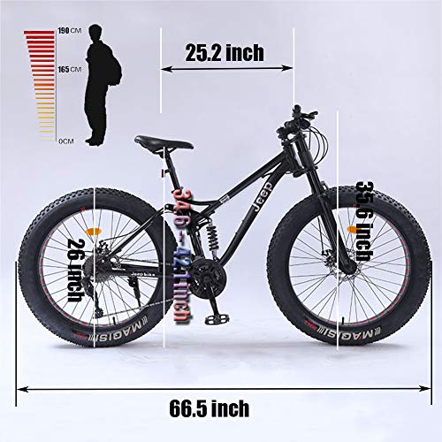 Wmmner 26 Zoll Mountainbike mit Doppelfederung für Erwachsene, Männer, Frauen, mechanische Scheibenbremsen, rutschfest, Fat Tire Mountainbike, Mountainbike aus Stahl mit hohem Gehalt