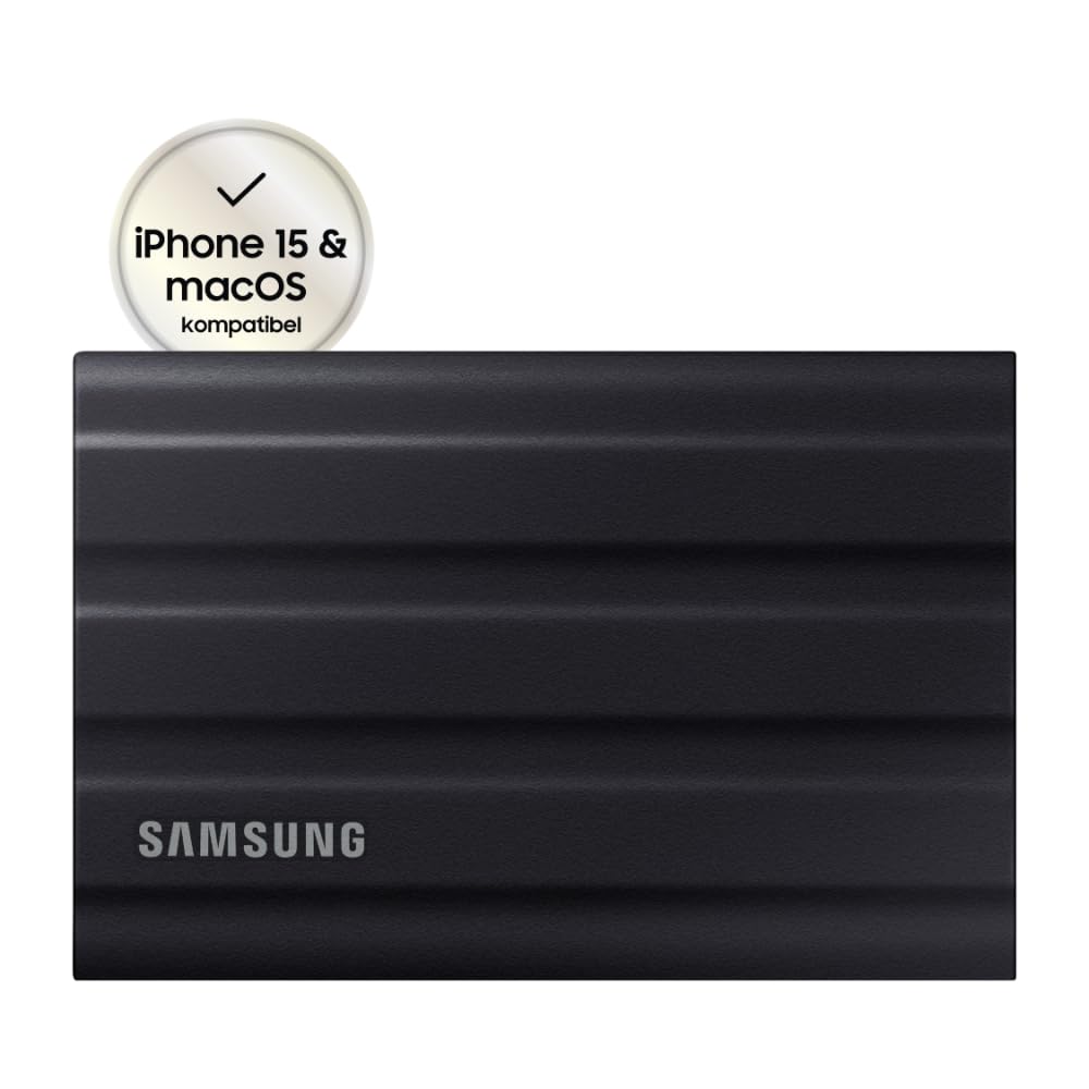 Samsung Portable SSD T7 Shield, 4 TB, USB 3.2 Gen.2, 1.050 MB/s Lesen, 1.000 MB/s Schreiben, Robuste externe Festplatte Outdoor für Mac, PC und Smartphone, Schwarz, MU-PE4T0S/EU