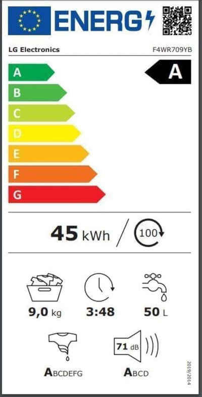 LG Electronics F4WR709YB Waschmaschine | 9 kg | Energie A| Steam | Schwarz