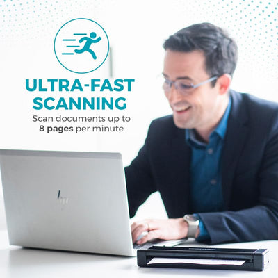 IRIScan Executive Mobile Scanner-dokumentenscanner A4 8PPM Duplex Scanner - v4: PDF-Editor, USB-betrieben, PDF-Scanner,OCR, Scan zu Word, PDF, XLS, Visitenkarten zu Outlook,Foto Scanner, Win