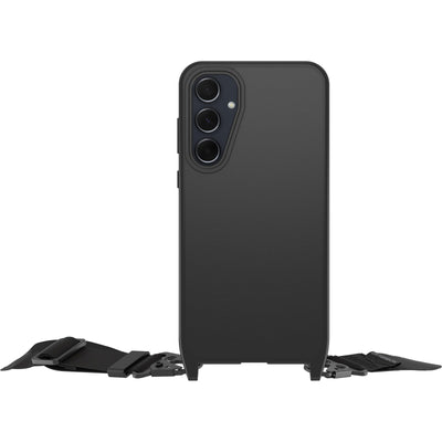OtterBox React Lanyard Hülle für Samsung Galaxy A35 5G, schützende Hülle mit Verstellbarer und Abnehmbarer Handykette, Getestet nach Militärstandard, Schwarz - Keine Einzelhandelsverpackung