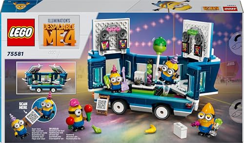 LEGO Ich – Einfach unverbesserlich 4 Minions und der Party Bus, Spielset zu Ich – Einfach unverbesserlich 4, Kinderspielzeug, kreatives Minions-Geschenk für Jungen und Mädchen ab 7 Jahren 75581