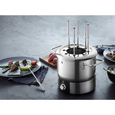 WMF Lono Fondueset für 8 Personen, Fondue elektrisch, 1400 W, Temperaturregulierung, Gabel-Halterung, Induktionstopf 1,2l, Hot Pot, edelstahl matt