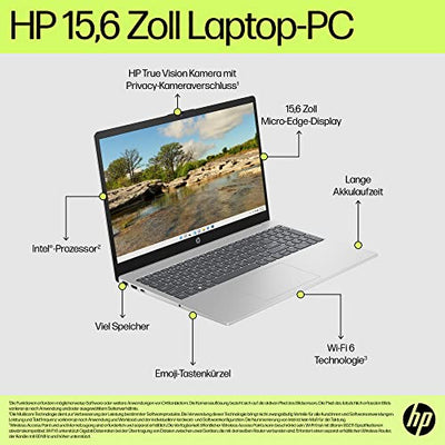 HP Laptop | 15,6" FHD Display | Intel N100 | 4 GB DDR4 RAM | 128 GB UFS | Intel UHD Graphics | Windows 11 Home im S-Modus | QWERTZ | Natural Silver