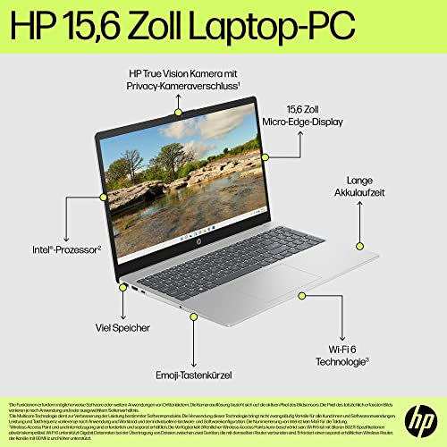 HP Laptop | 15,6" FHD Display | Intel Core i5-1334U | 16 GB DDR4 RAM | 512 GB SSD | Intel Iris Xe Graphics | Windows 11 Home | QWERTZ | Natural Silver