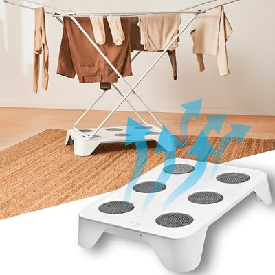 HEYDRY Wäschetrockner Wäscheständer - Made in Germany - schneller trockene Wäsche - platzsparend energiesparend klein - für jede Wäsche - Trockner Ventilator Lüfter - weiß