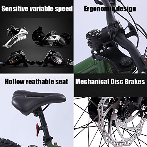 Wmmner 26 Zoll Mountainbike mit Doppelfederung für Erwachsene, Männer, Frauen, mechanische Scheibenbremsen, rutschfest, Fat Tire Mountainbike, Mountainbike aus Stahl mit hohem Gehalt