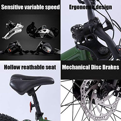 Wmmner 26 Zoll Mountainbike mit Doppelfederung für Erwachsene, Männer, Frauen, mechanische Scheibenbremsen, rutschfest, Fat Tire Mountainbike, Mountainbike aus Stahl mit hohem Gehalt