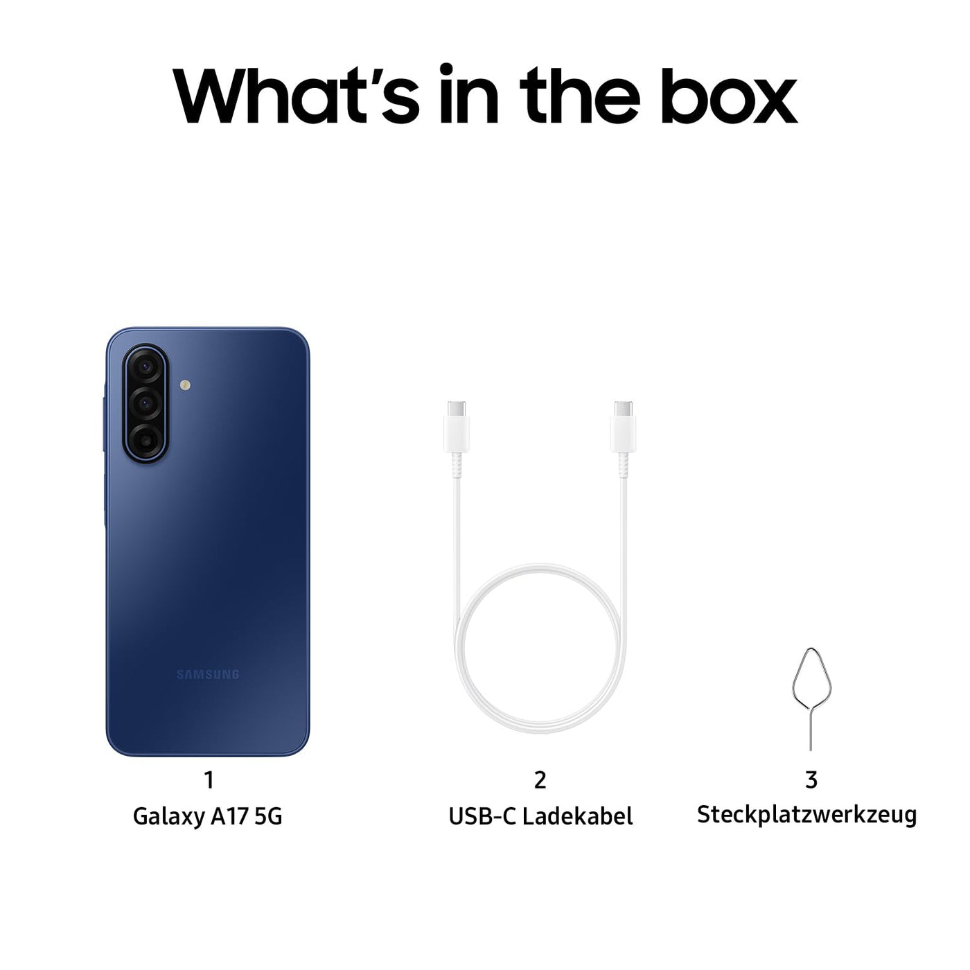 Samsung Galaxy A17 5G AI Smartphone, KI-Handy mit Android, Dünner 7,5-mm-Rahmen, 50-MP-Kamera, 256 GB Speicher, 8 GB RAM, 5.000-mAh-Akku, Blue, 2,5 Jahre Herstellergarantie [Exklusiv auf Amazon]