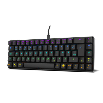 Ozone Gaming Mini Tactical Keyboard -OZTACTICALDE- Mechanische Tastatur ohne Ziffernblock, Bluetooth, Outemu Red Switches, RGB LED Beleuchtung, leise, DE Layout, Schwarz