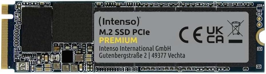 Intenso 250GB M.2 SSD PCIe Premium, bis zu 2100 MB/s, (PCI Express Gen.3x4 NVMe 1.3, Solid State Drive)