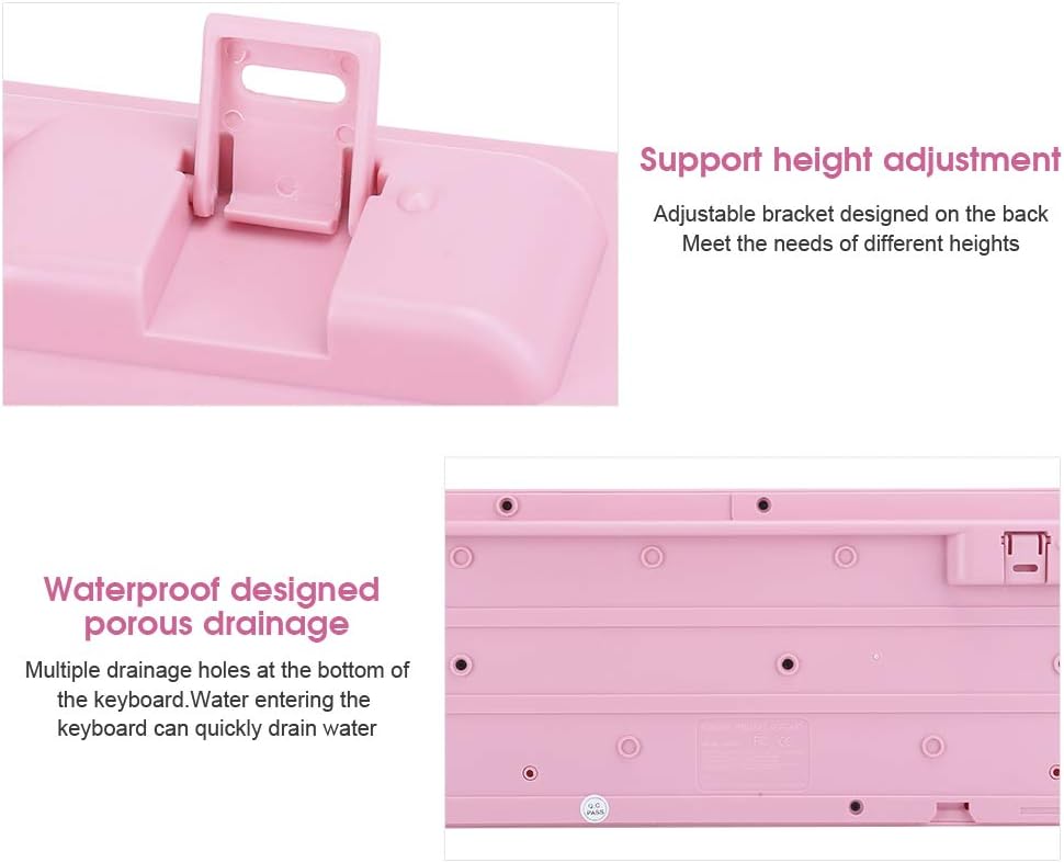 Sxhlseller 104 Tasten USB Wired Keyboard, QWERTY Ultra Thin Cartoon Computer Keyboard, wasserdichte Universal Mechanische Tastatur für Home Business Office Game(Rosa)