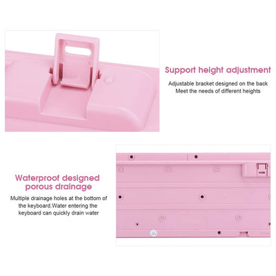 Sxhlseller 104 Tasten USB Wired Keyboard, QWERTY Ultra Thin Cartoon Computer Keyboard, wasserdichte Universal Mechanische Tastatur für Home Business Office Game(Rosa)