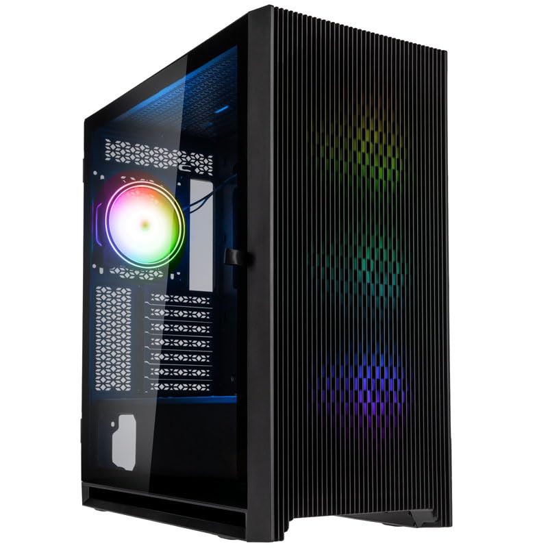 Kolink Unity Lateral ARGB PC-Gehäuse, Vier ARGB-Lüfter, Scharniertür Gehärtetes Glas, 410 mm GPU-Freiheit, E-ATX-Motherboards, Stahl, Mid-Tower-Gehäuse, Schwarz