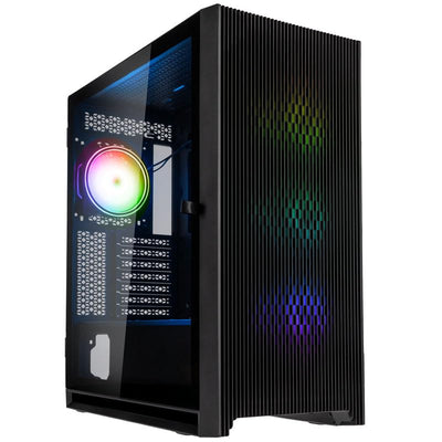 Kolink Unity Lateral ARGB PC-Gehäuse, Vier ARGB-Lüfter, Scharniertür Gehärtetes Glas, 410 mm GPU-Freiheit, E-ATX-Motherboards, Stahl, Mid-Tower-Gehäuse, Schwarz