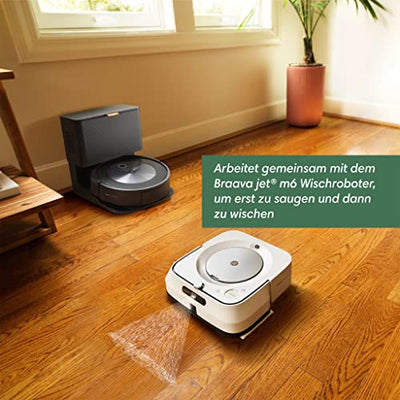 iRobot® Roomba® j7+ WLAN-fähiger Saugroboter mit automatischer Absaugstation, Kartierung und Zwei Gummibürsten für alle Böden -Objekterkennung und -vermeidung - Lernt und kartiert