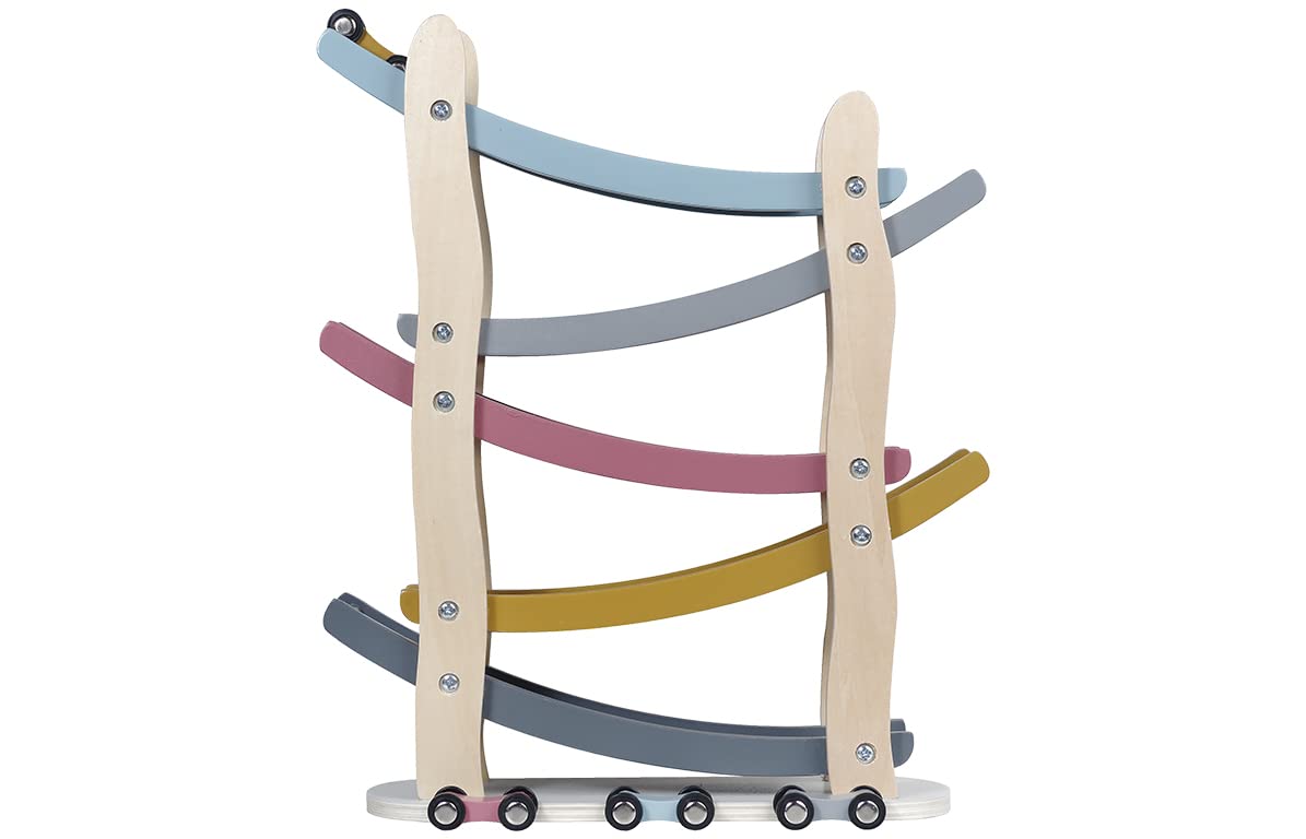 Kindsgut Murmelbahn, Motorik-Spielzeug aus Holz mit 4 Autos, dezente Farben und umweltfreundliche Materialien, kindgerecht, Luca