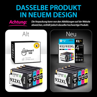 Smart Ink Kompatible Druckerpatronen als Ersatz für HP 932 XL 933 XL 932XL 933XL 4 Multipack (Schwarz Cyan Magenta Gelb) Patronen Höher Kapazität für HP Officejet 6600 6700 7612 7510 7110 6100 7610