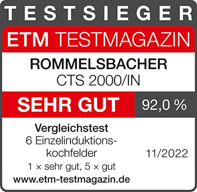 ROMMELSBACHER Einzelkochplatte CTS 2000/IN – Induktion, innovativer Temperatursensor, ersetzt viele Küchengeräte: 6 Programme (z. B. Joghurt, Sous Vide, Frittieren), individuell gradgenau einstellbar