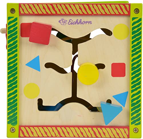 Eichhorn 100002235 buntes Spielcenter, Motorikwürfel mit Motorikschleife, Uhr, Motorikspiel, Drehspiel und 5 Steckbausteine, für Kinder ab 1 Jahr, Größe: 20x20x36 cm