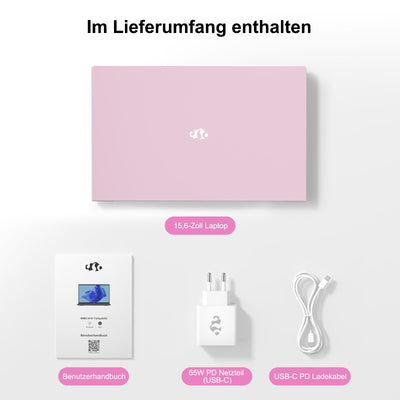 NIMO Roségold Laptop 15,6 Zoll Full HD: 16GB RAM, 1TB SSD, Intel N100, WLAN-Konnektivität, USB-C 65W, Fingerabdruck, Beleuchtete Tastatur, Leichter Computer für Arbeit & Studium