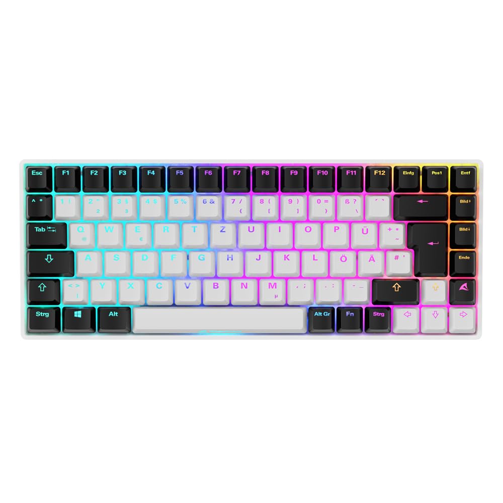 Sharkoon Skiller SGK50 S3 Weiß, RGB Gaming Keyboard, Gateron Yellow, 75% Layout