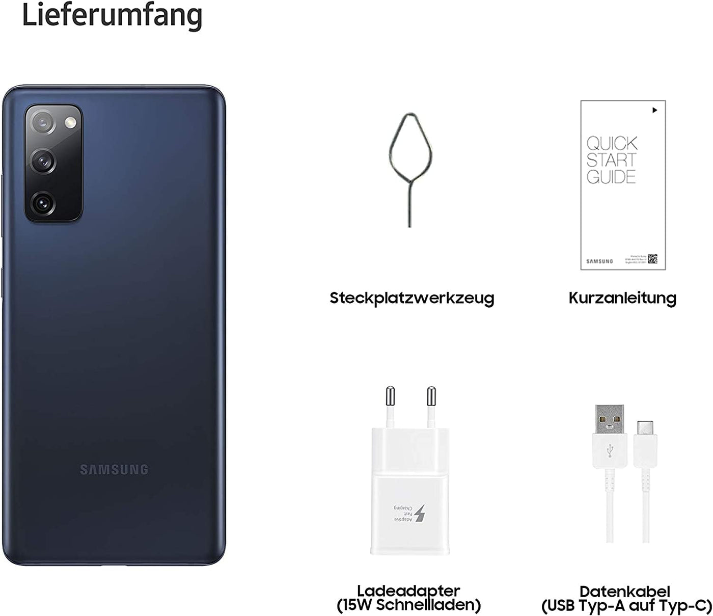 Samsung Galaxy S20 FE Smartphone 5G, 6.5 Zoll Super AMOLED Display, 4.500 mAh Akku, 32MP Selfie Kamera, Fan Edition - Deutsche Version (128GB mit 5G, Cloud Navy), SM-G78