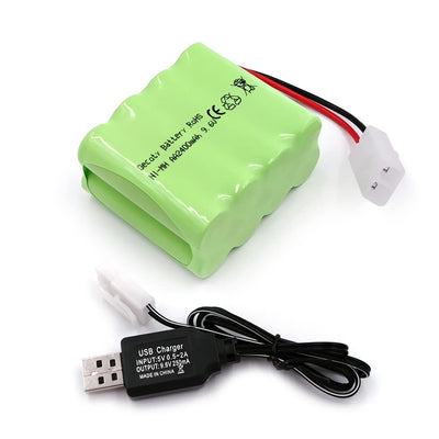 Gecoty® 9.6V NiMH Akku, 2400mAh Wiederaufladbarer AA Akkupack mit USB Ladekabel und KET 2P Anschluss für RC Truck RC Tank und RC Schlachtschiff
