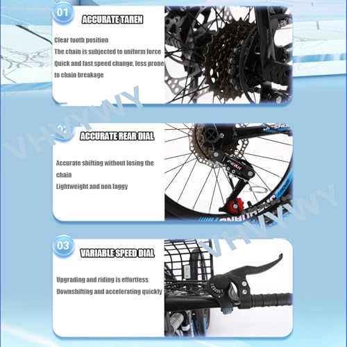 Wmmner Mountain Bikes Citybike aus Karbonstahl, 45,7 cm / 50,8 cm / 55,9 cm / 22 / 24 Zoll, Klapprad, Gangschaltung, mit Doppelscheibenbremse für Erwachsene, Kinder, Jugendliche, Schwarz und Rot