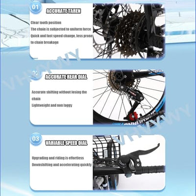 Wmmner Mountain Bikes Citybike aus Karbonstahl, 45,7 cm / 50,8 cm / 55,9 cm / 22 / 24 Zoll, Klapprad, Gangschaltung, mit Doppelscheibenbremse für Erwachsene, Kinder, Jugendliche, Schwarz und Rot