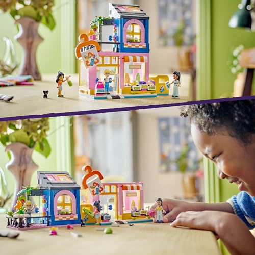 LEGO Friends Vintage-Modegeschäft, Bausatz für Kinder mit Spielzeug-Laden, Figuren und Katze, Modell für Rollenspiele zur sozial-emotionale Entwicklung, Geschenk für 6-jährige Mädchen und Jungen 42614