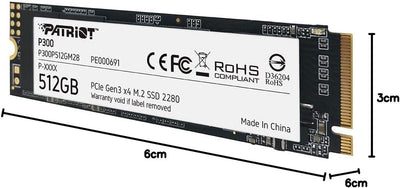 Patriot P300 512GB Interne SSD - NVMe PCIe Gen 3x4 - M.2 2280 - Solid State Drive - P300P512GM28