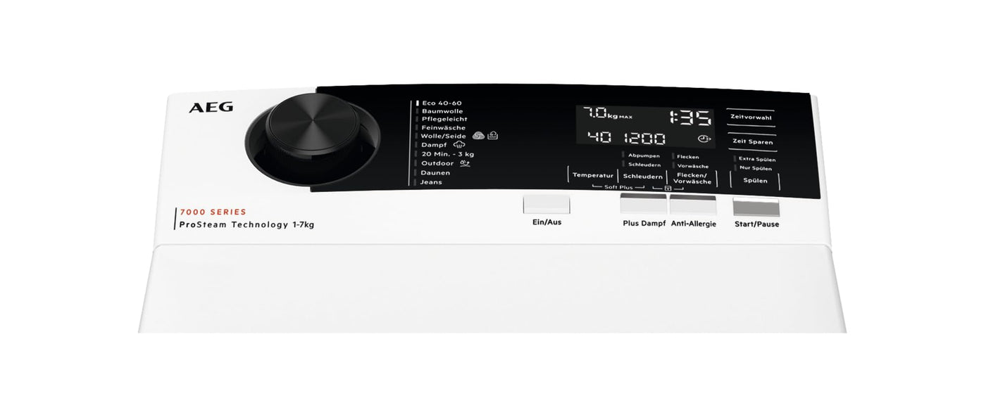 AEG LTR7A71370 Waschmaschine Toplader / Serie 7000 mit ProSteam / ProSteam - Auffrischfunktion / 7,0 kg / Leise / Mengenautomatik / Nachlegefunktion / Wasserstopp / 1300 U/min