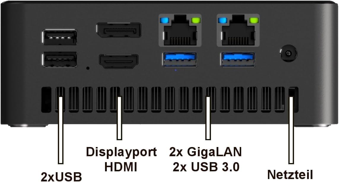 shinobee difinity Gaming Mini PC, AMD Ryzen™ 5 5500U 12-Thread CPU, 4.0 GHz, 16 GB DDR4, 512 GB SSD NVME, Radeon™, HDMI, DP, BT, USB 3.0, WLAN, Windows 11 Prof. 64, MS Office, 3 Jahre Garantie! #7475