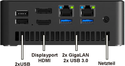 shinobee difinity Gaming Mini PC, AMD Ryzen™ 5 5500U 12-Thread CPU, 4.0 GHz, 16 GB DDR4, 512 GB SSD NVME, Radeon™, HDMI, DP, BT, USB 3.0, WLAN, Windows 11 Prof. 64, MS Office, 3 Jahre Garantie! #7475