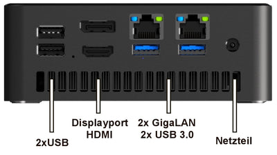 shinobee difinity Gaming Mini PC, AMD Ryzen™ 5 5500U 12-Thread CPU, 4.0 GHz, 16 GB DDR4, 512 GB SSD NVME, Radeon™, HDMI, DP, BT, USB 3.0, WLAN, Windows 11 Prof. 64, MS Office, 3 Jahre Garantie! #7475