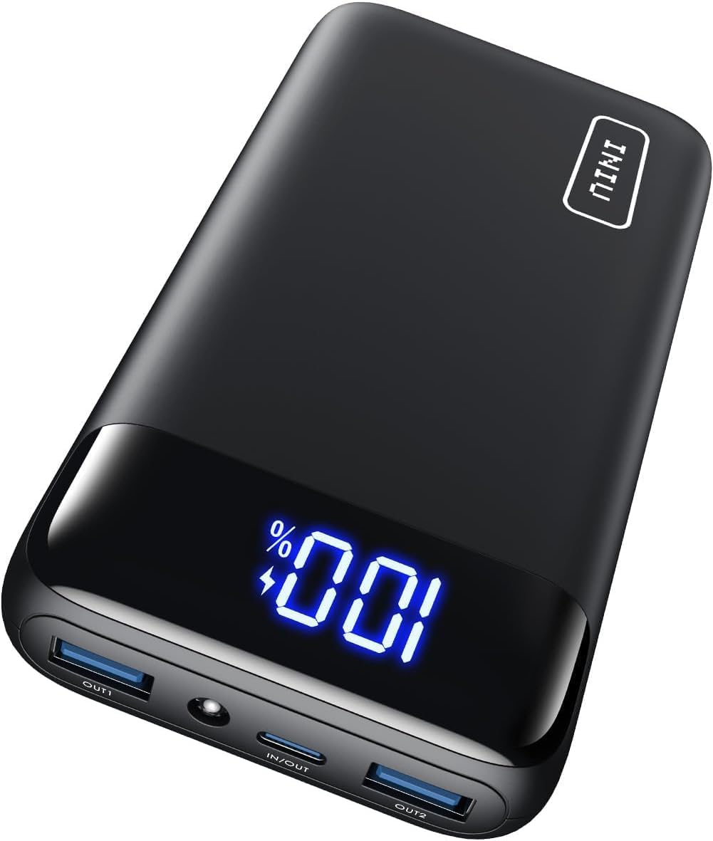 INIU Power Bank, 20000mAh 22.5W Klein Schnellladefunktion Powerbank 1 USB-C, 2 USB-A Mini Externe Handyakkus LED Display, Akkupack für iPhone 16 15 14 13 Xiaomi Samsung iPad Travel Camping Outdoor