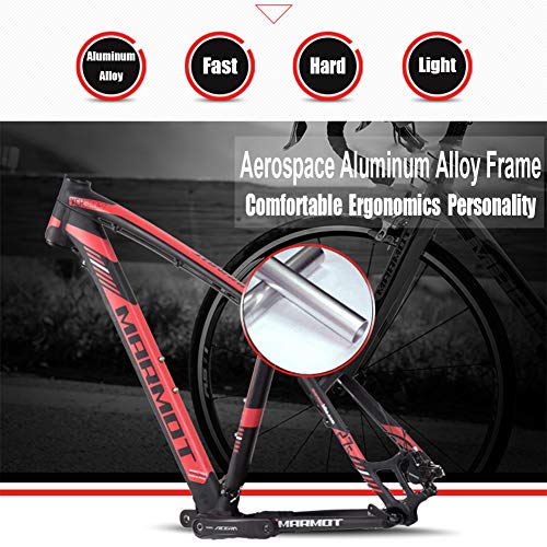 Wmmner Mountainbikes 27,5 Zoll für Erwachsene, Männer, Frauen, Mountainbike, starr, aus Aluminiumlegierung, 27 Gänge, mit Vorderradaufhängung, Doppelscheibenbremse und verstellbarem Sitz, rot, 38,1 cm