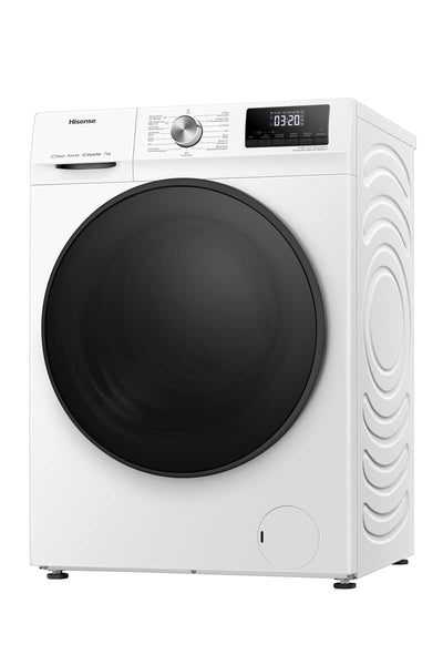 Hisense WFQA7014EVJM Waschmaschine mit Dampffunktion/ 7 kg /AquaStop/ 1400 U/min /15 Programme/ Inverter PowerDrive Motor/Edelstahltrommel/Kindersicherung/Trommelreinigung/Weiß