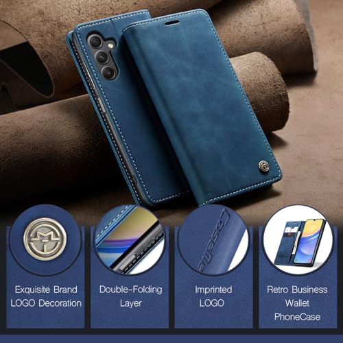KZB Handyhülle für Samsung Galaxy A15 5G Hülle Premium Leder Klappbar Tasche Flip Case Magnet Kartenfach Standfunktion Klapphülle Schutzhülle für Samsung Galaxy A15 4G/5G - Blau