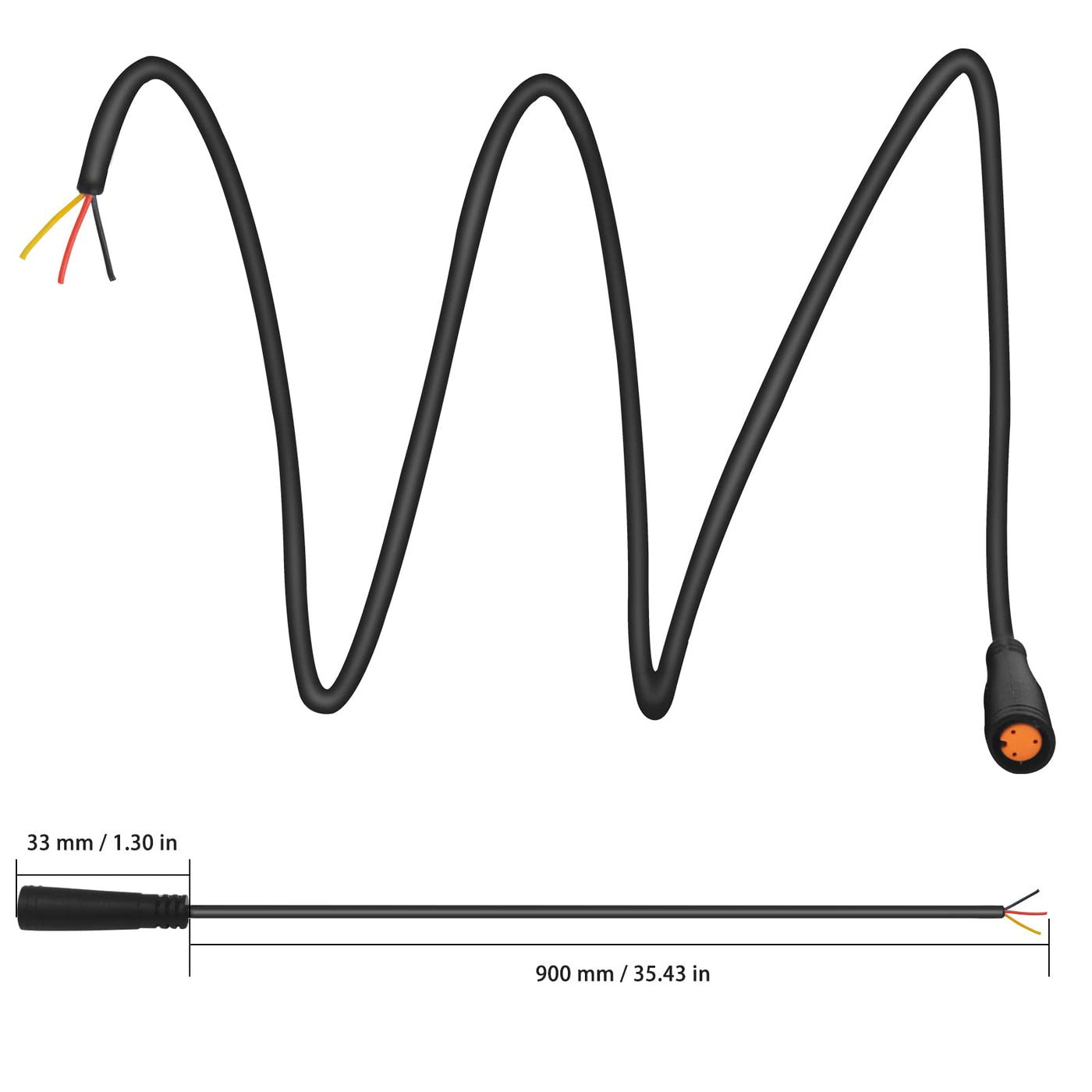 baluoqi Verlängerungskabel 2Pin/3Pin/4Pin/5Pin/6Pin wasserdichter Stecker mit einem einzelnen Stecker DIY Ebike Linie für elektrisches Fahrrad Licht/Ebrake/Anzeige Ebike Teile (3Pin weiblich)